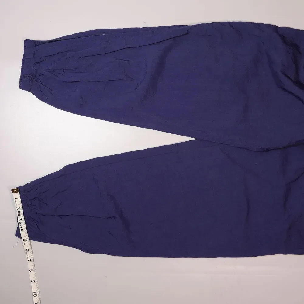VTG Nike Nylon Track Pants Blue Windbreaker Zip Ankle Unlined Mens Medium x 32